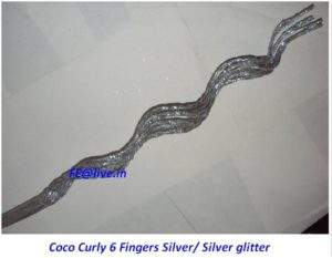 COCO CURLY 6 FINGERS SILVER & SILVER GLITTER