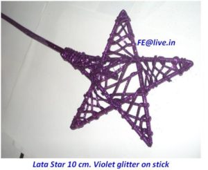 LATA STAR 10 CM. VIOLET GLITTER ON STICK