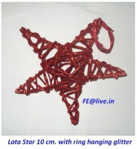 LATA STAR 10 CM. WITH RING HANGING GLITTER