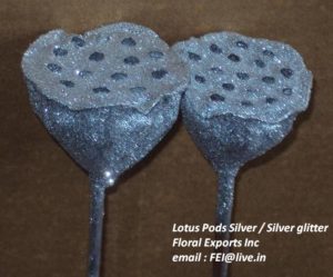 Lotus pods Silver with Silver Glitter