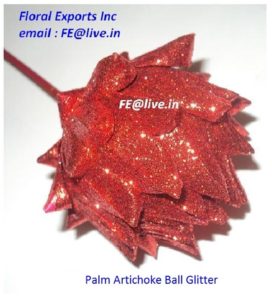 PALM ARTICHOKE BALL RED GLITTER