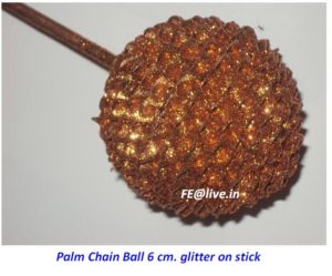 PALM CHAIN BALL 6 CM. GLITTER ON STICK