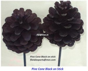 PINE CONE BLACK ON STICK