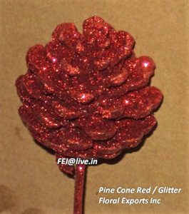 Pine Cone Red with Red Glitter