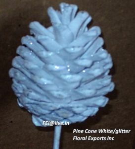 Pine Cone White with White Glitter