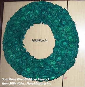 Sola Rose Wreath 40 cm. Peacock