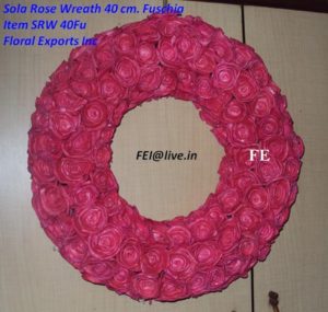 Sola Rose Wreath 40 cm. Fuschia