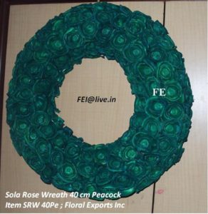 Sola Rose Wreath 40 cm. Peacock